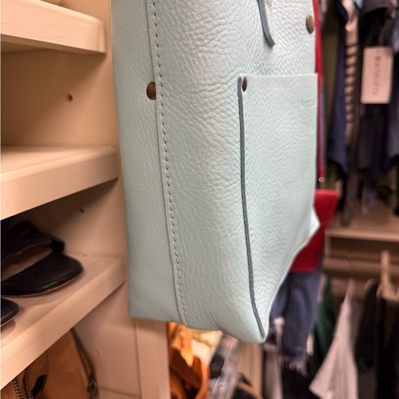 New Cabo Blue Portland Leather mini Snap crossbody Tote Bag - Picture 3 of 9